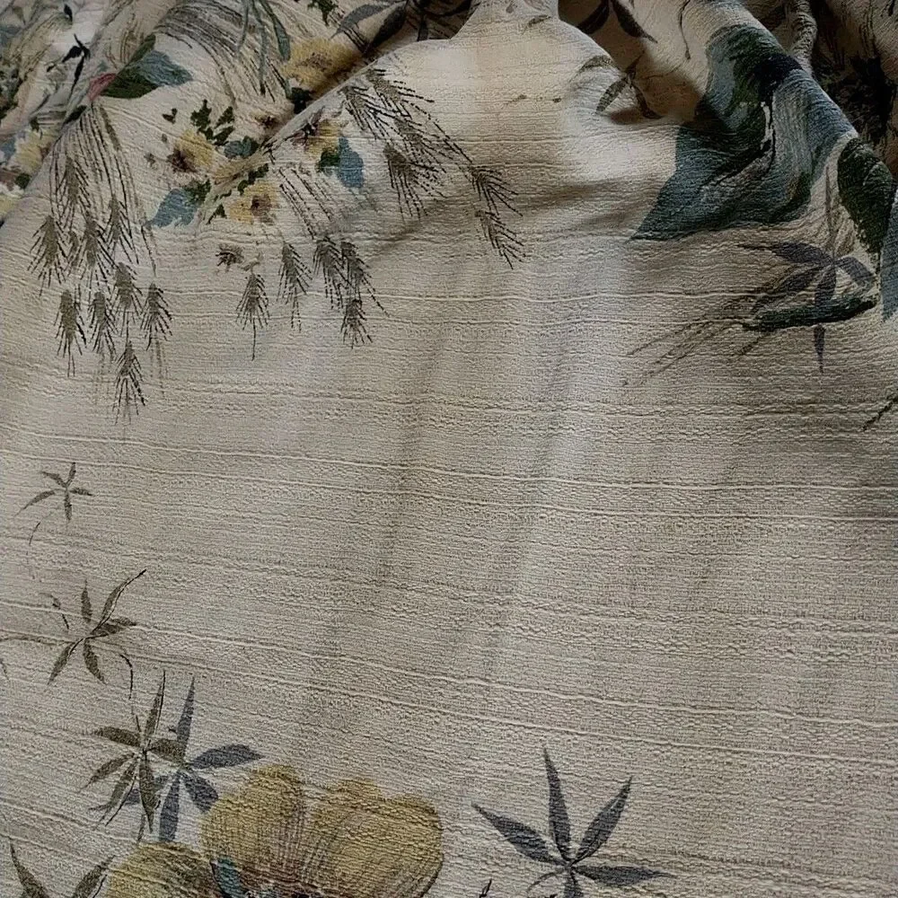 2 Vtg Imperfect Curtain Panel Yellow Pink Floral FrenchCountry Crafters Upcycle